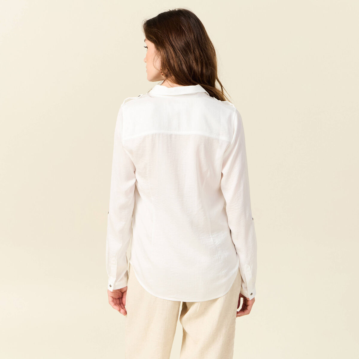 Chemise manches longues ecru femme
