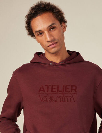 Sweat à capuche rouge foncé homme