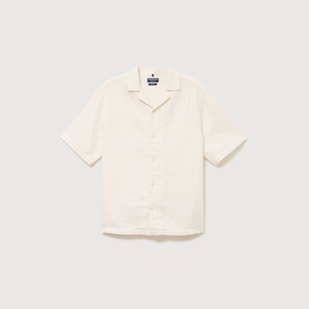 Col boyfriend manches courtes en coton ecru homme