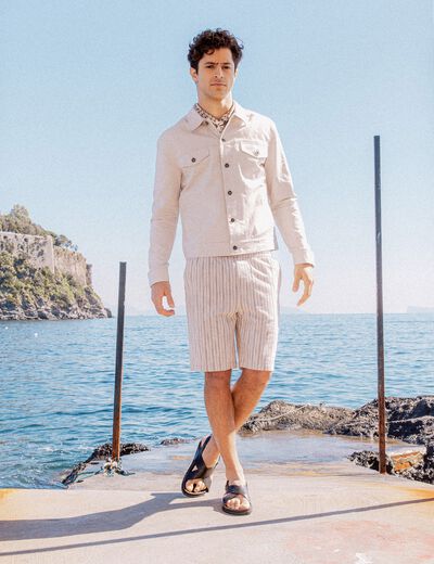 Veste boutonnée sable homme