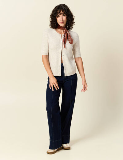 Gilet manches courtes creme femme