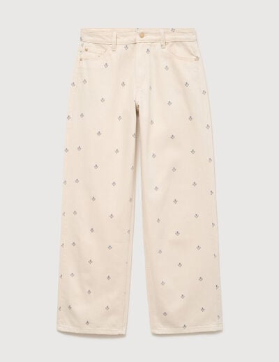 Jeans wide leg taille standard blanc femme