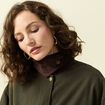 Parka oversize courte col classique vert kaki femme