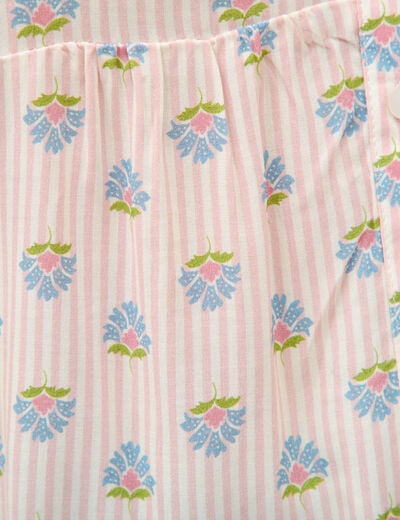 Chemise droite col v manches courtes rose femme