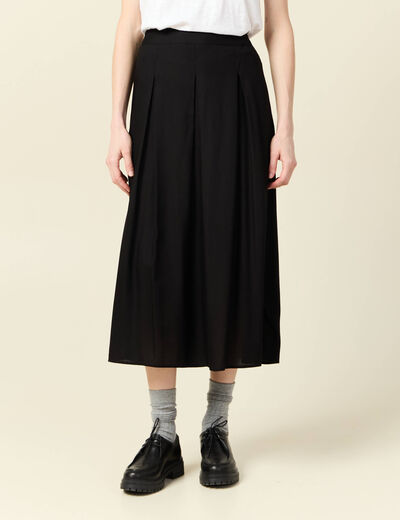 Jupe longue évasée noir femme