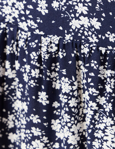 Robe évasée manches courtes bleu femme