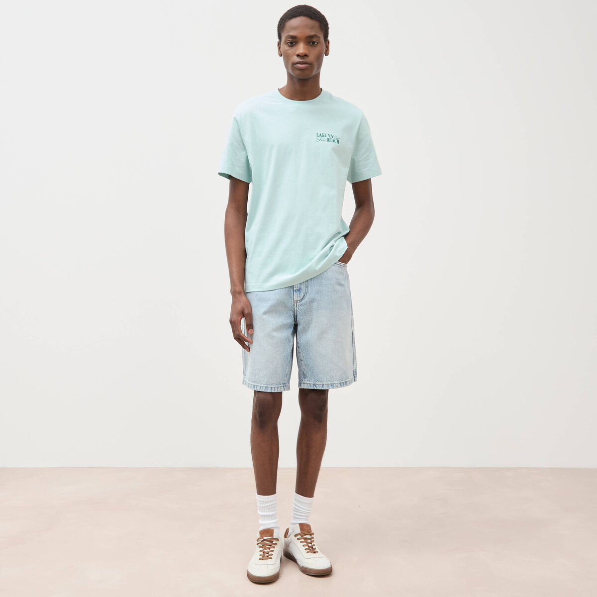 T-shirt en coton bleu gris homme