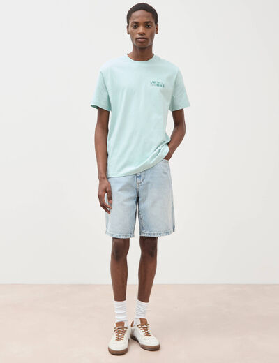 T-shirt en coton bleu gris homme