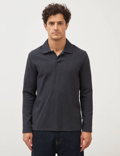 Polo manches longues noir homme