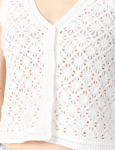 Débardeur en crochet ecru femme