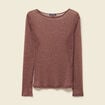 T-shirt manches longues col rond marron femme