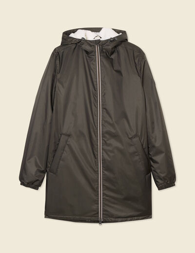 Coupe-vent doublé à capuche vert kaki homme