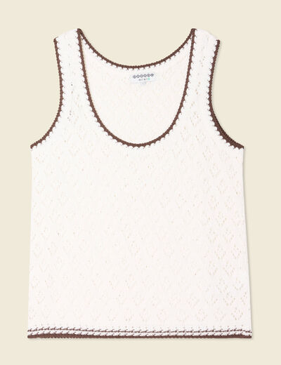 Pull sans manches ecru femme