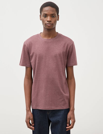 T-shirt cintr&eacute; col rond manches courtes vieux rose homme