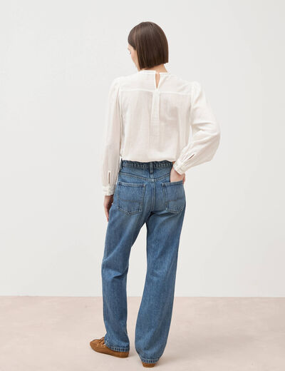 Jeans straight taille standard bleu gris femme