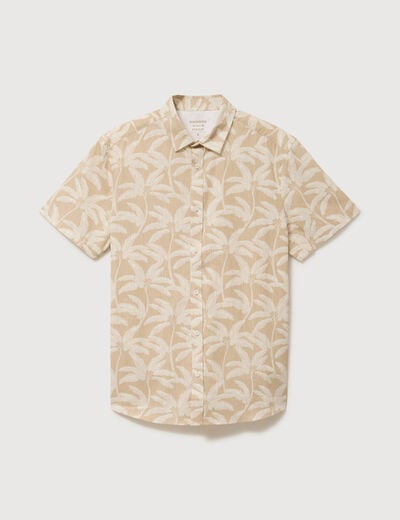 Chemise manches courtes beige moyen homme