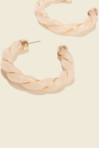 Boucles d'oreilles créoles ecru femme