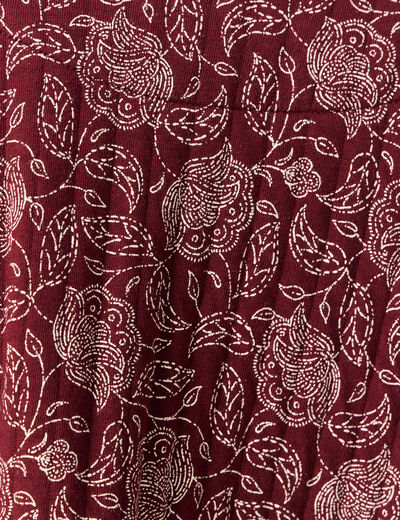 Gilet matelassé col rond rouge foncé femme