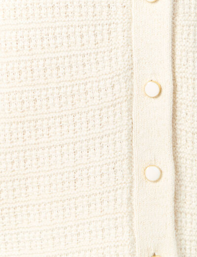 Pull manches longues ajouré ecru femme