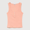 D&eacute;bardeur droit court col rond rose corail femme