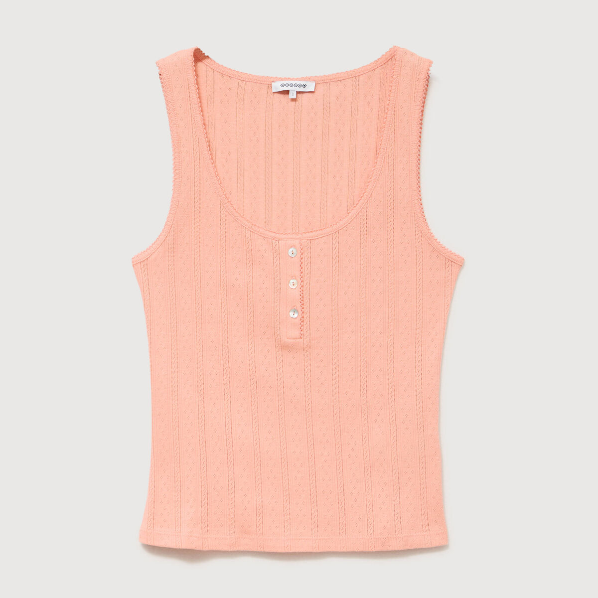 D&eacute;bardeur droit court col rond rose corail femme