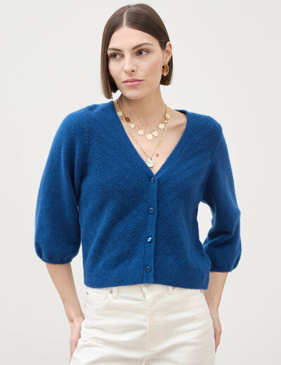 Gilet manches 3/4 bleu marine femme