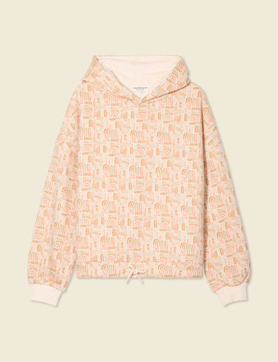 Sweat à capuche orange corail femme