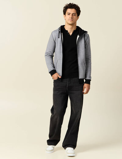 Gilet manches longues zippé bleu marine homme