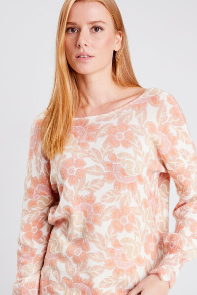 Pull manches longues rose femme