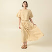 Jupe longue &eacute;vas&eacute;e taille haute beige moyen femme