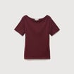T-shirt ajust&eacute; manches courtes bordeaux femme