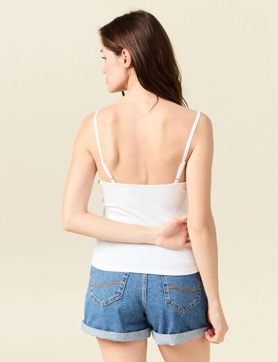 Bustier cropped à bretelles blanc femme