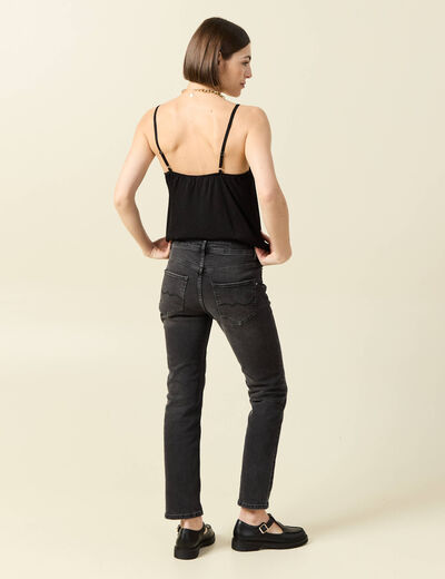 Jeans slim taille standard 7/8&egrave;me denim noir femme