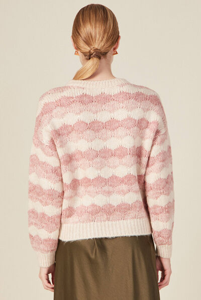 Pull manches longues rouge clair femme