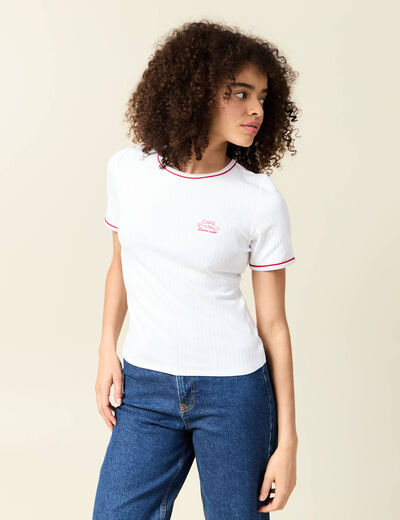 Short ajusté court manches courtes blanc femme