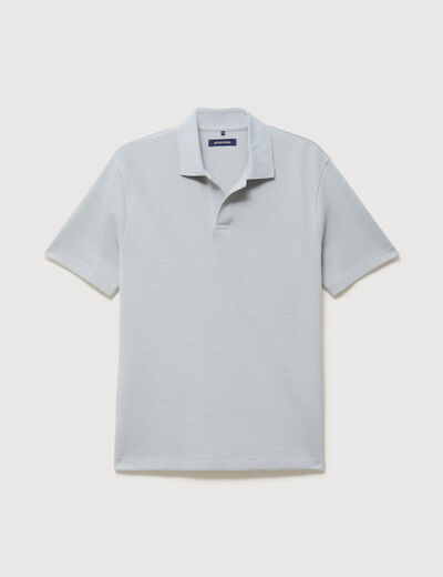 Polo manches courtes col cubain gris clair homme