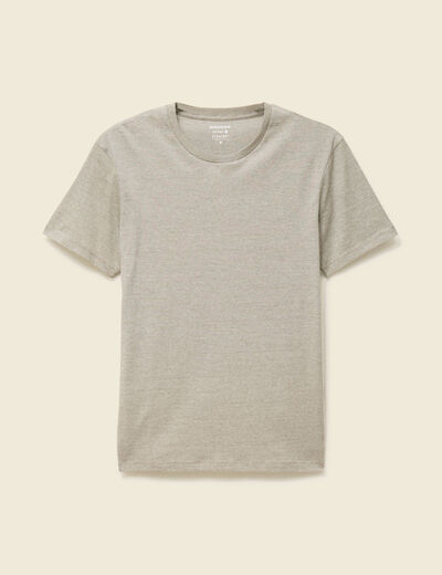 T-shirt cintr&eacute; col rond manches courtes taupe homme