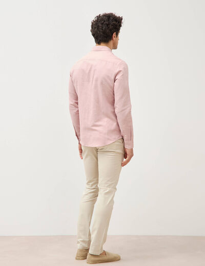 Chemise manches longues rose pastel homme