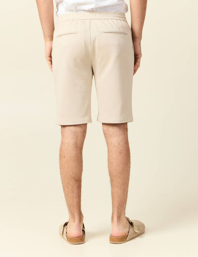 Bermuda droit élastiqué beige homme