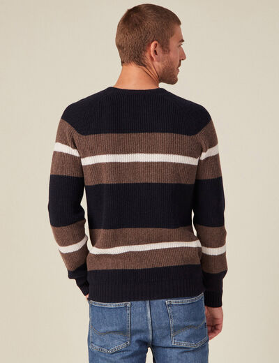Pull manches longues fabriqué en France bleu marine homme