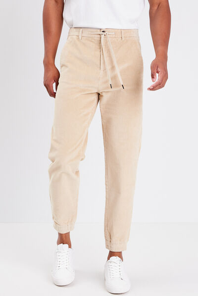 Pantalon jogger velours beige homme