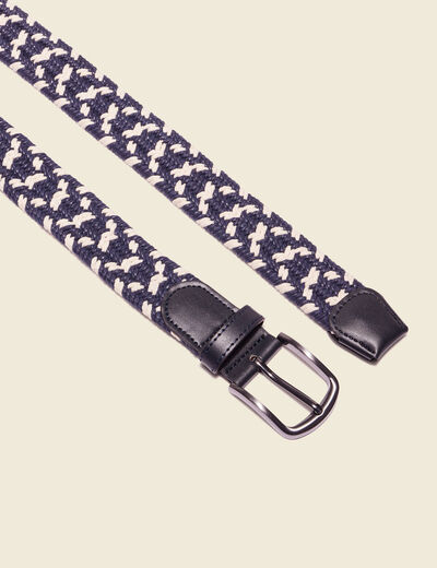 Ceinture tressée bleu marine homme