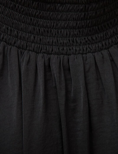 Robe satin&eacute;e bretelles col v noir femme
