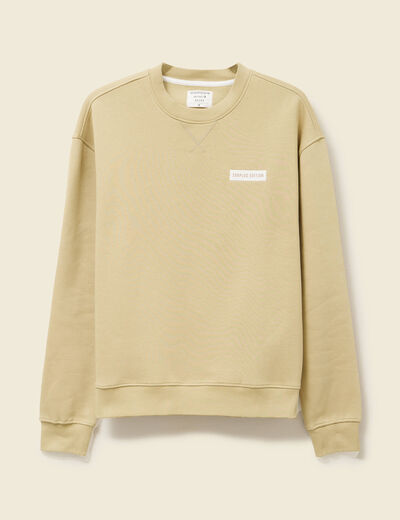 Sweat col rond manches longues beige homme
