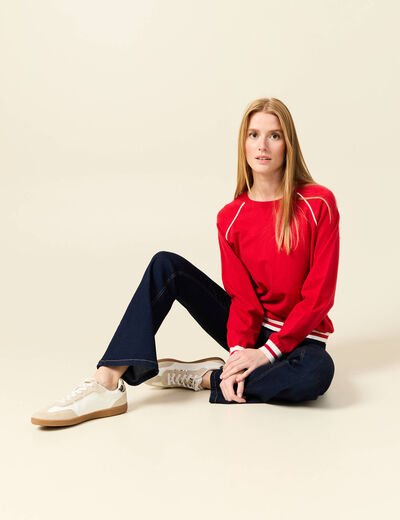 Pull manches longues rouge femme
