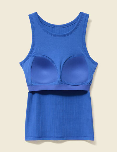 Débardeur 2 en 1 avec brassière intégrée bleu electrique femme