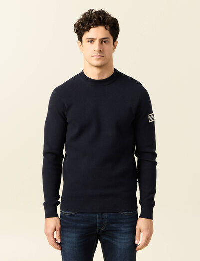 Pull manches longues bleu marine homme