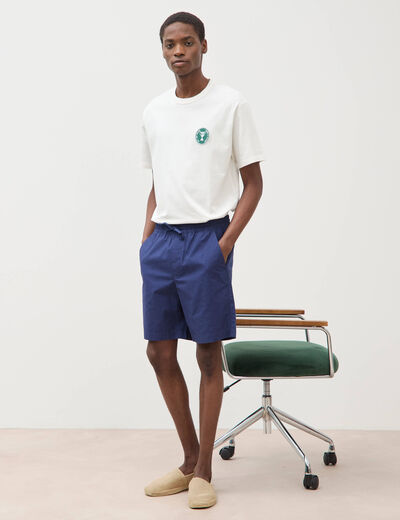 Bermuda en coton bleu fonc&eacute; homme