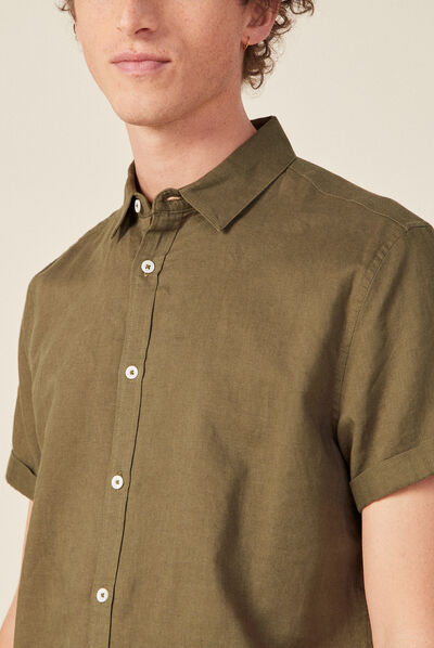 Chemise manches courtes taupe homme