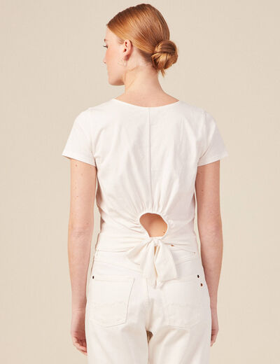 T-shirt manches courtes creme femme